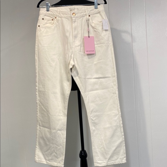 Straight Leg Jean Cottagecore Coastal French Girl Cream Off-White Size 10 (30) - Picture 2 of 11